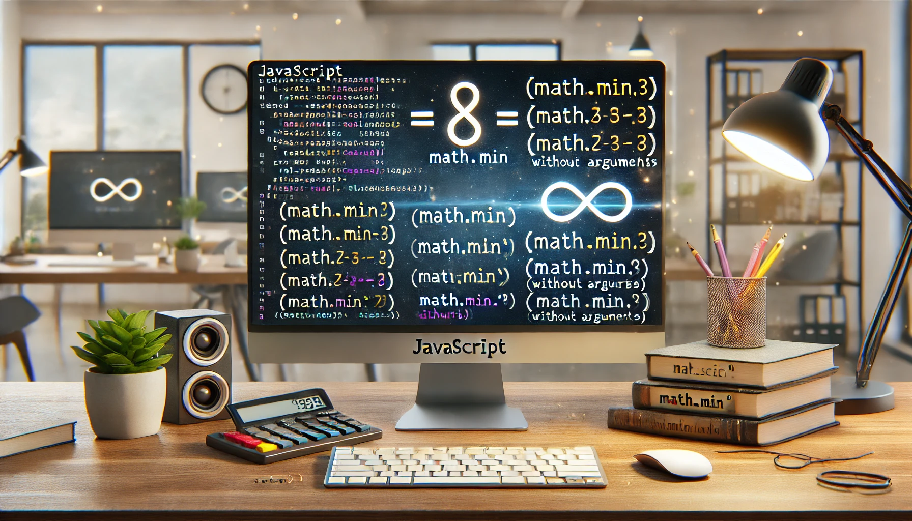 dall e 2024 08 04 21.24.14 a detailed image illustrating the use of javascripts math.min function. the image shows a computer screen with javascript code examples of math.min