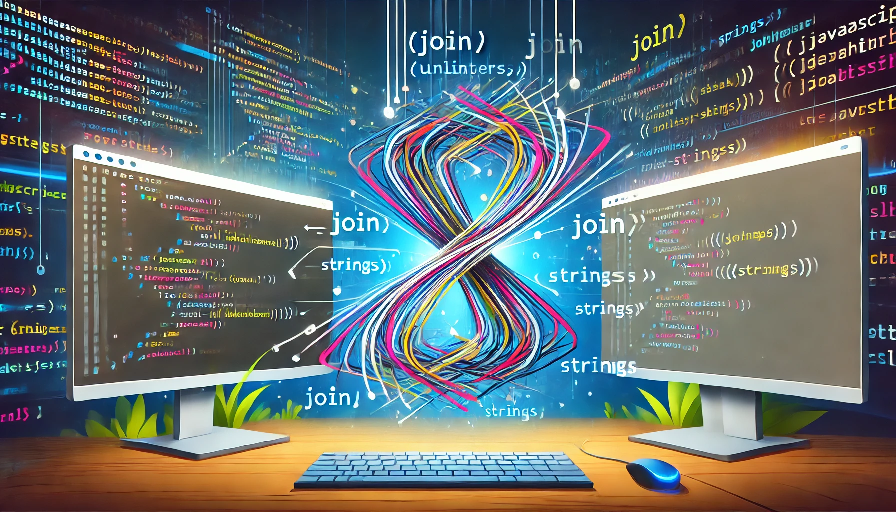 dall e 2024 08 13 12.47.45 a vivid widescreen illustration showing the concept of a javascript function that can accept an unlimited number of arguments using the spread operato